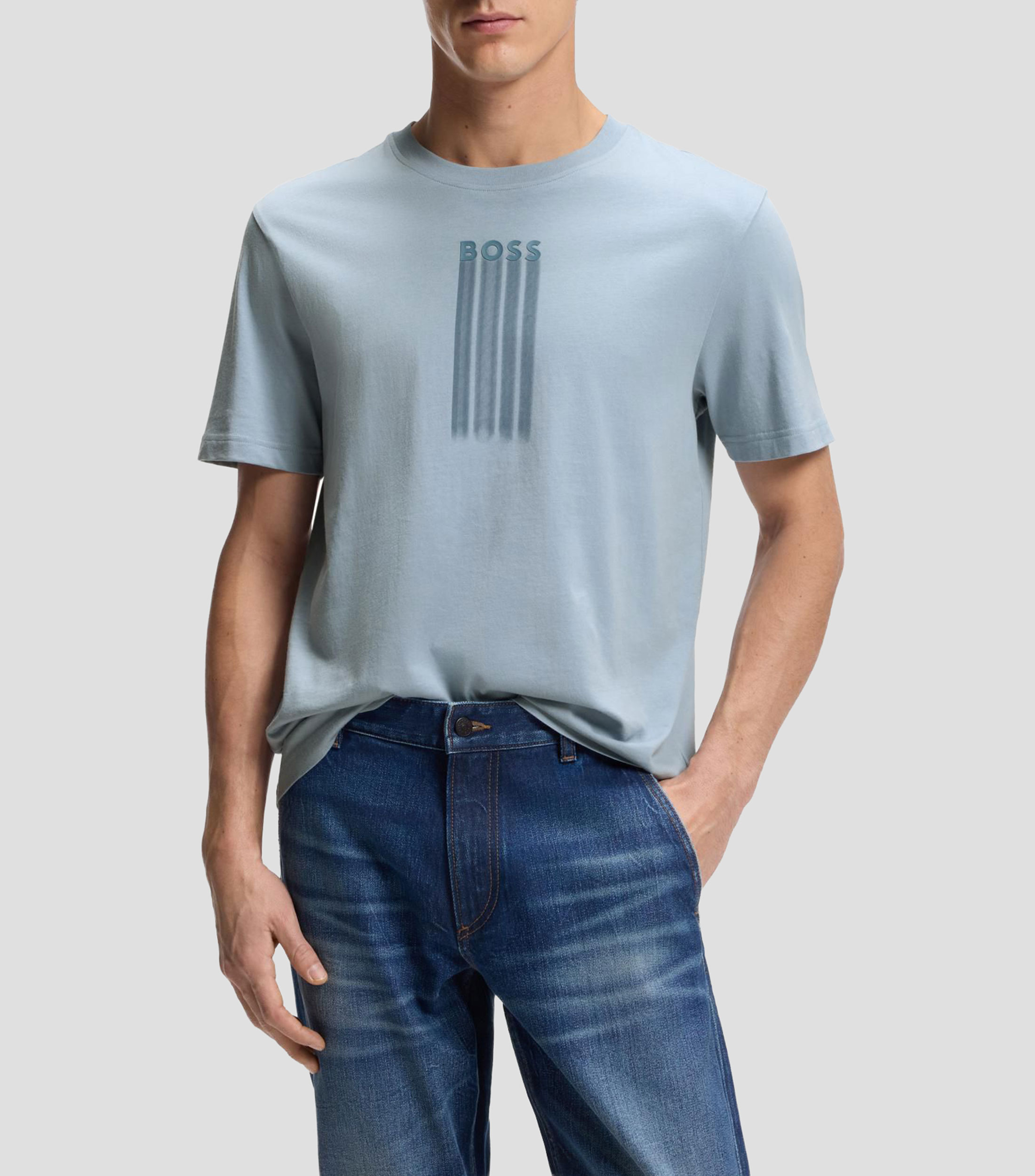 Playera de punto de algodón con logo de diseño Hombre